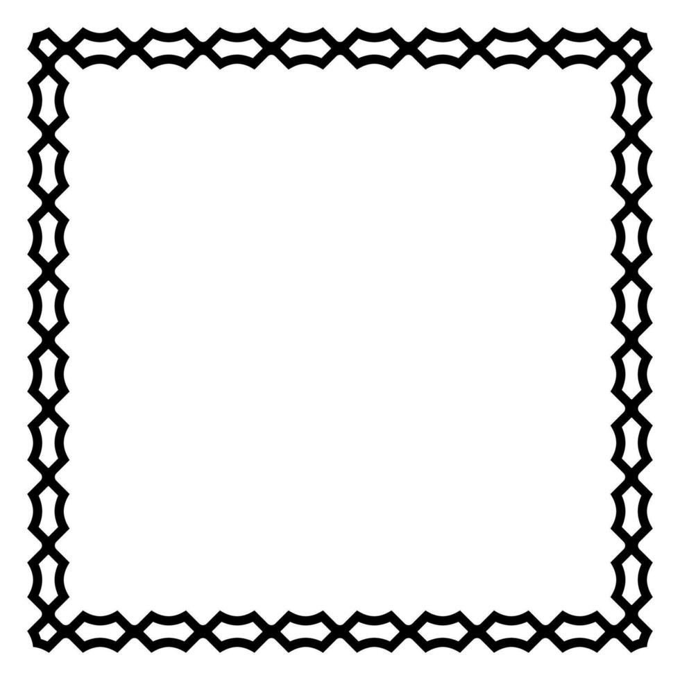 Border frame square pattern. Islamic, indian, greek motifs. Geometric frames in black color isolated on white background vector