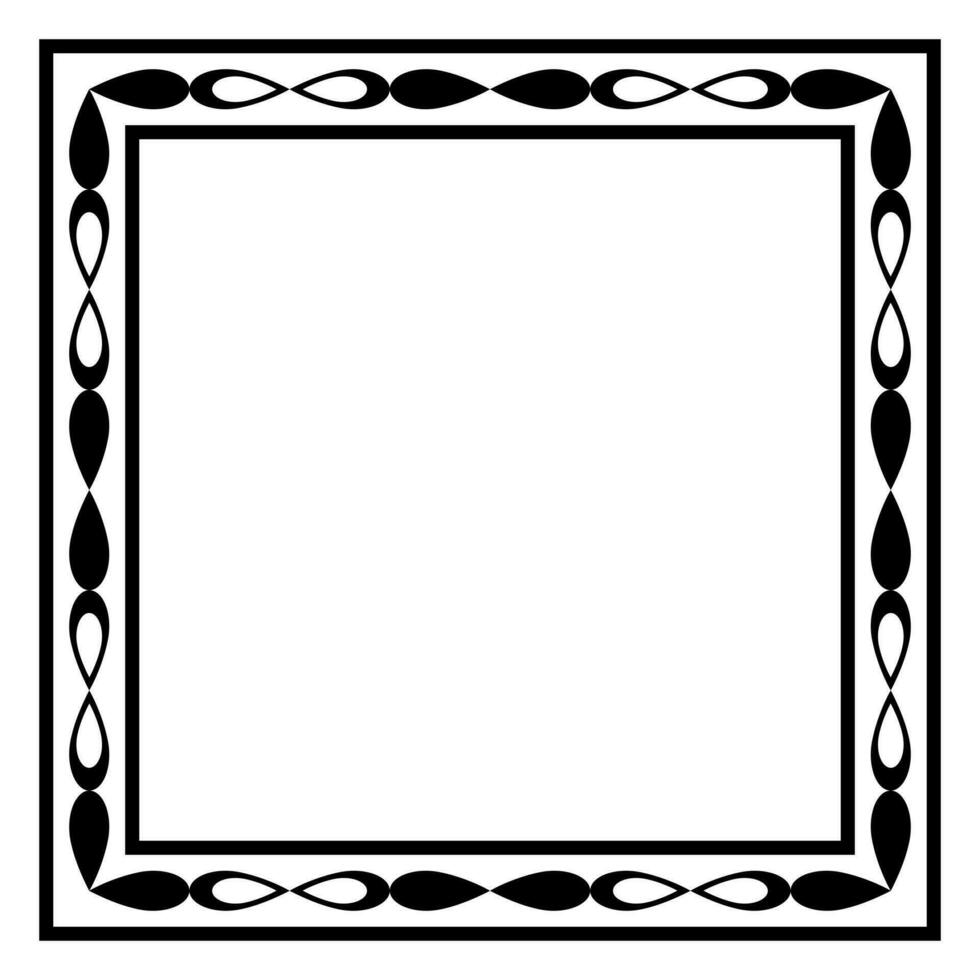 Border frame square pattern. Islamic, indian, greek motifs. Geometric frames in black color isolated on white background vector