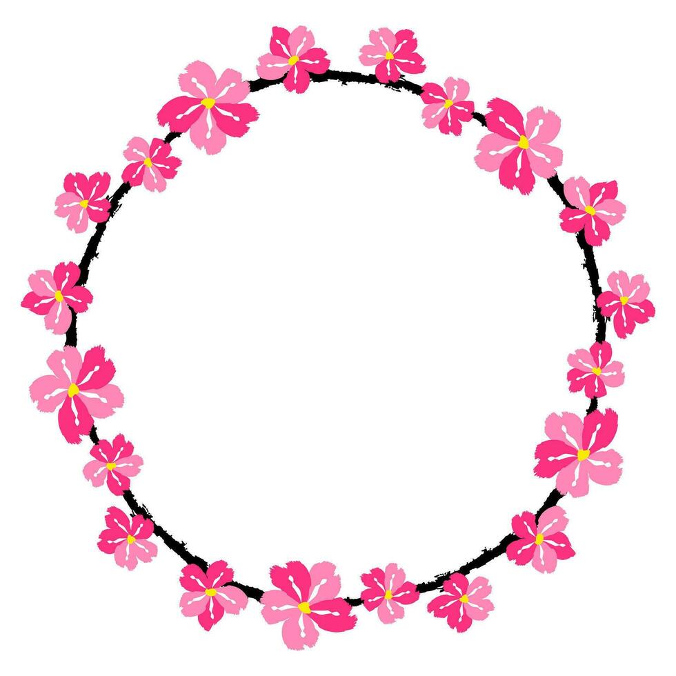 Flower wreath. Round flower wreath, pattern graphic design. Background with a bouquet of flowers in a circle vector