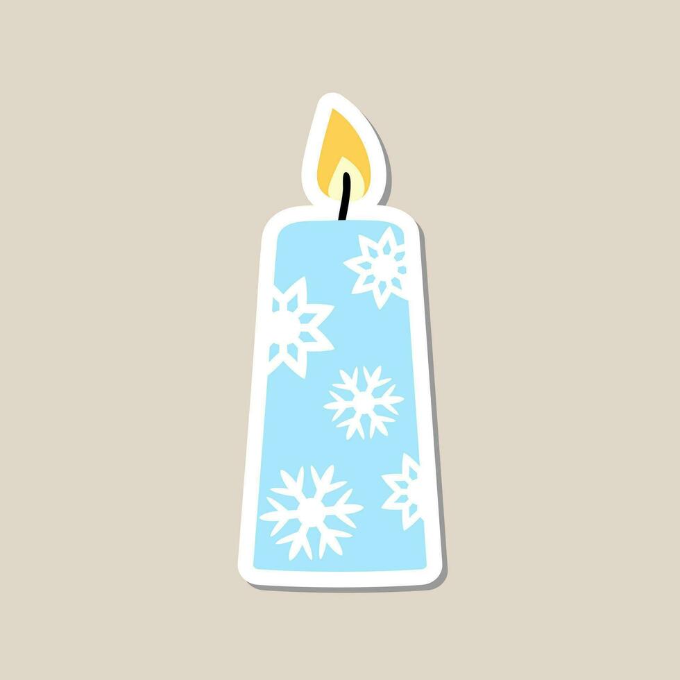 Christmas candle sticker. A festive sticker icon with a candle vector