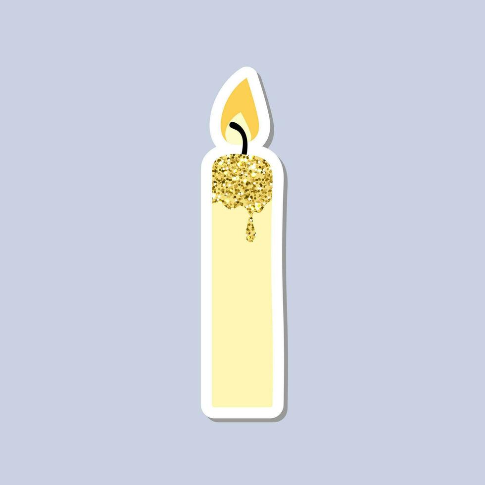 Christmas candle sticker. A festive sticker icon with a candle vector