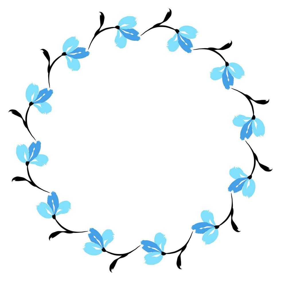 Flower wreath. Round flower wreath, pattern graphic design. Background with a bouquet of flowers in a circle vector