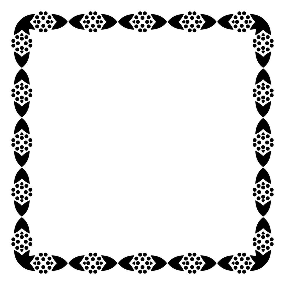 Border frame square pattern. Islamic, indian, greek motifs. Geometric frames in black color isolated on white background vector