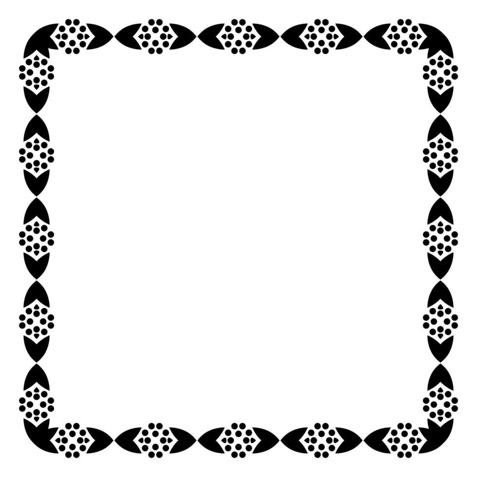 Border frame square pattern. Islamic, indian, greek motifs. Geometric frames in black color isolated on white background vector