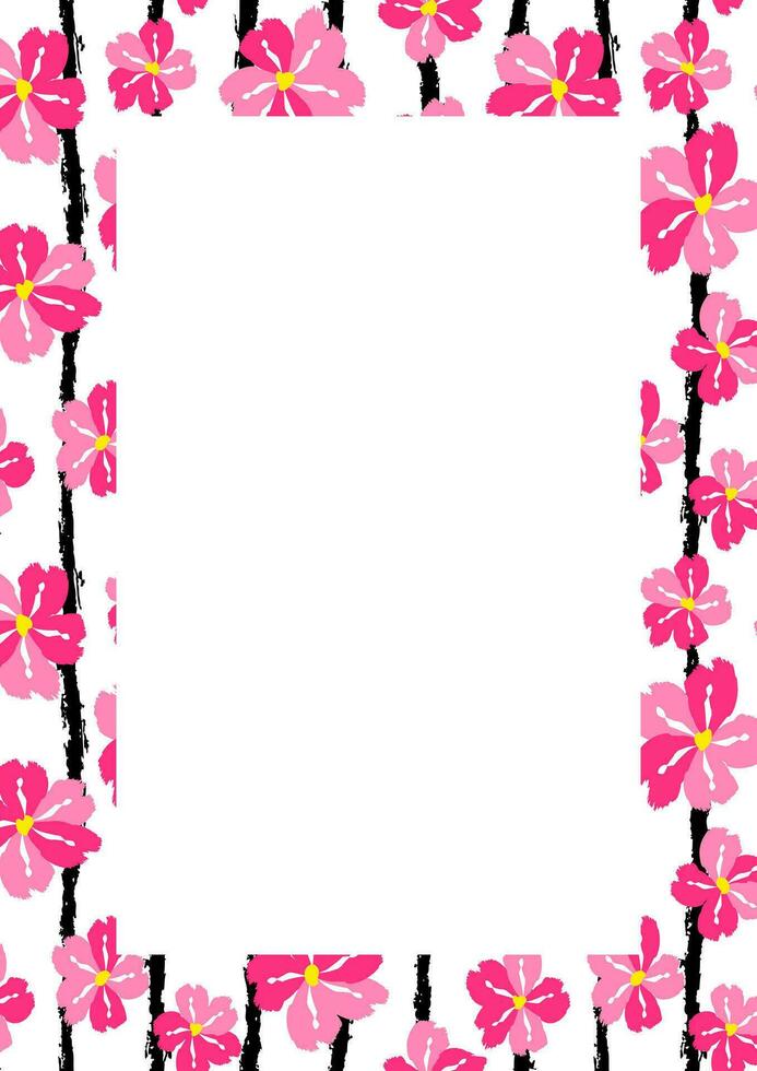 Flower frame border size a4, format a4. Floral pattern. Cute floral background. Background with flower brush strokes vector