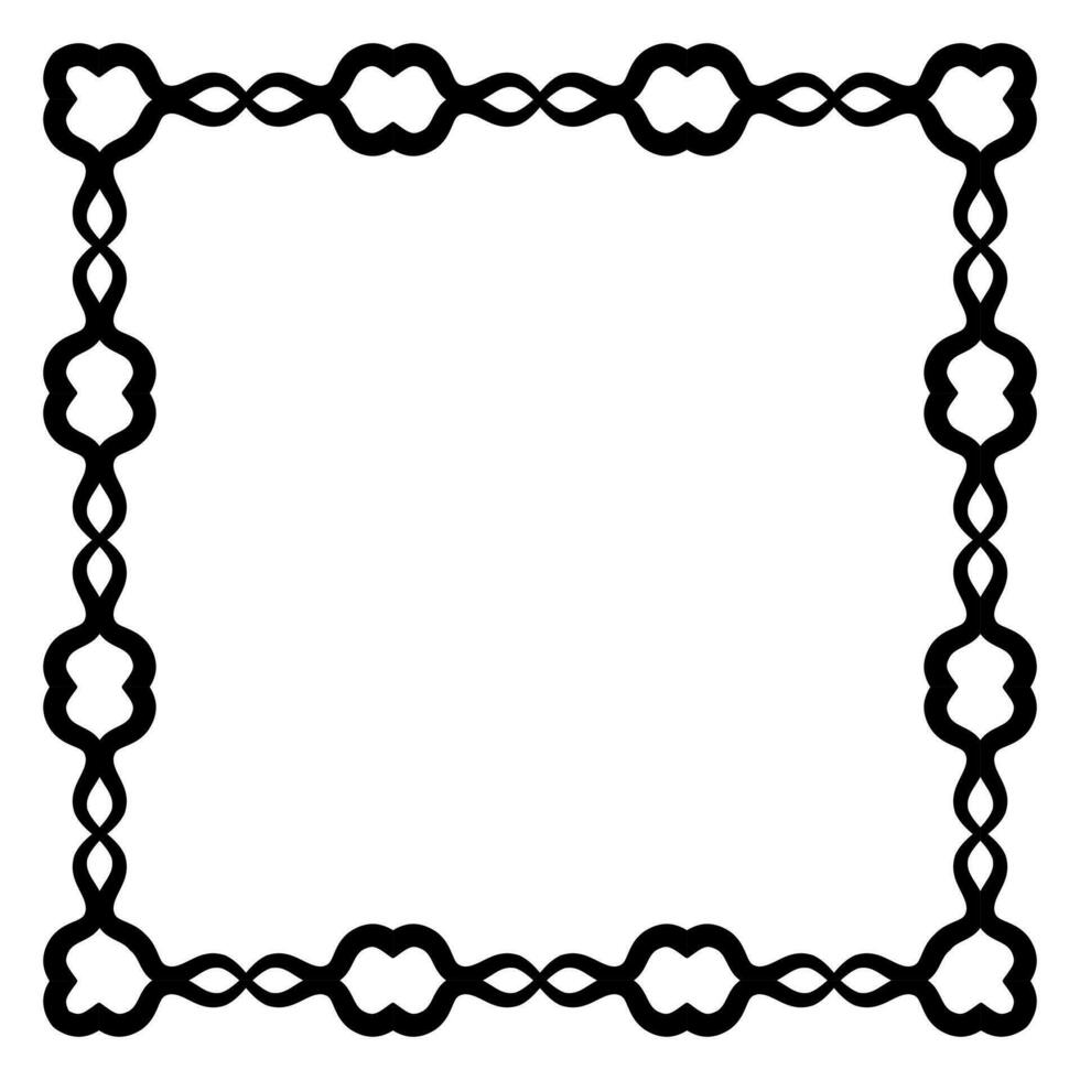 Border frame square pattern. Islamic, indian, greek motifs. Geometric frames in black color isolated on white background vector