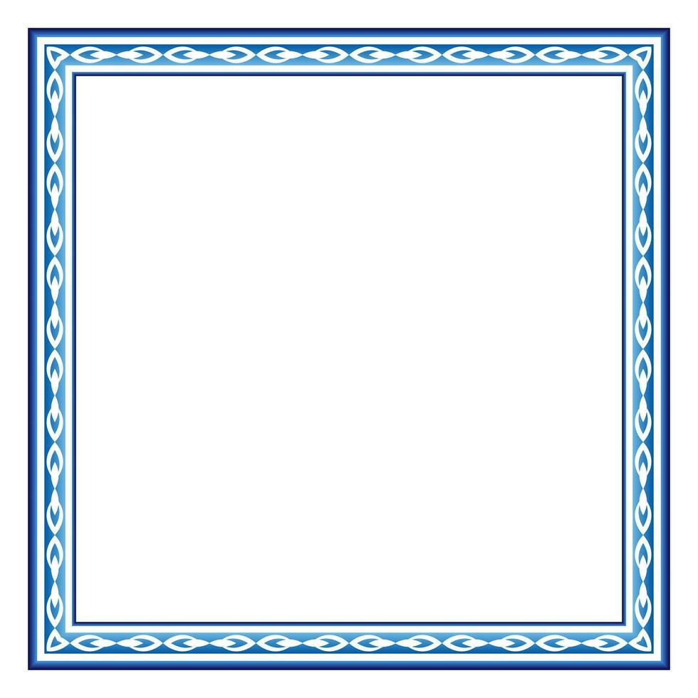 Border frame ceramic tile pattern. Islamic, indian, arabic motifs. Damask border square pattern. Porcelain ethnic bohemian background vector