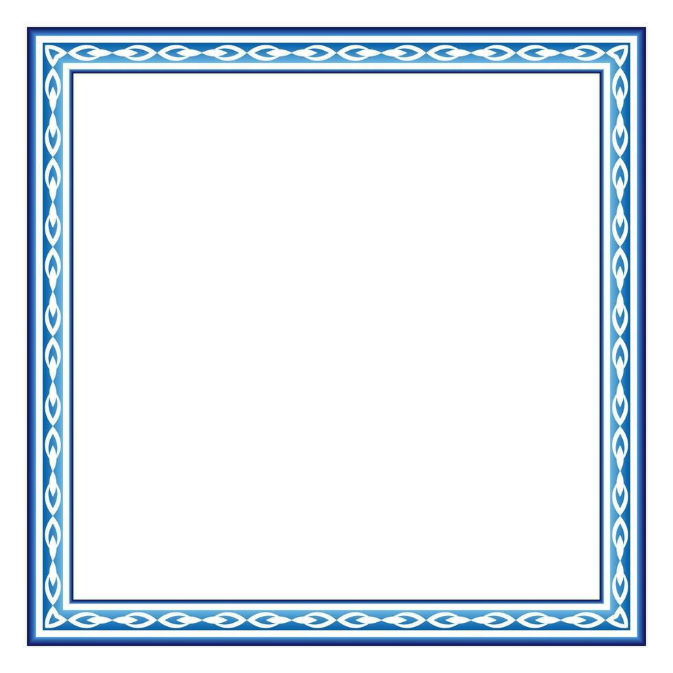 Border frame ceramic tile pattern. Islamic, indian, arabic motifs. Damask border square pattern. Porcelain ethnic bohemian background vector