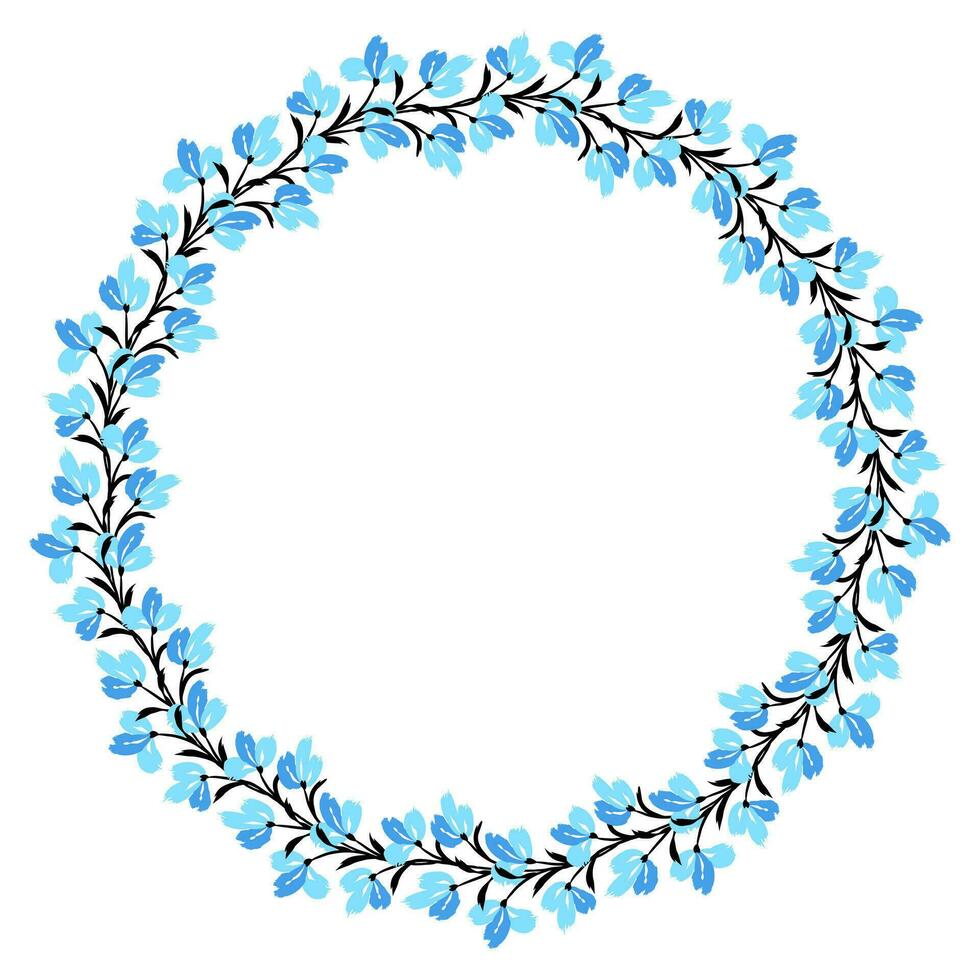 Flower wreath. Round flower wreath, pattern graphic design. Background with a bouquet of flowers in a circle vector