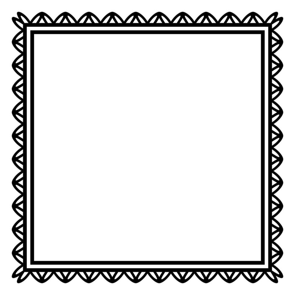 Border frame square pattern. Islamic, indian, greek motifs. Geometric frames in black color isolated on white background vector