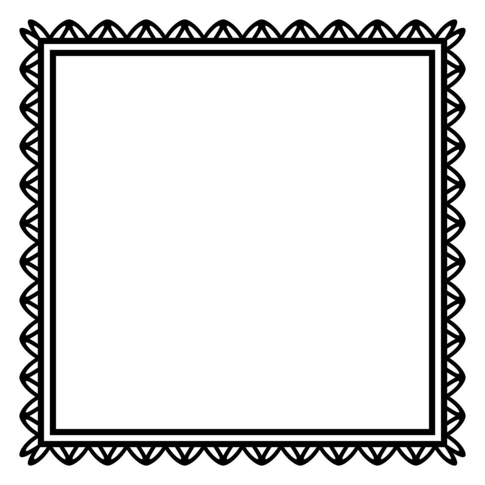 Border frame square pattern. Islamic, indian, greek motifs. Geometric frames in black color isolated on white background vector