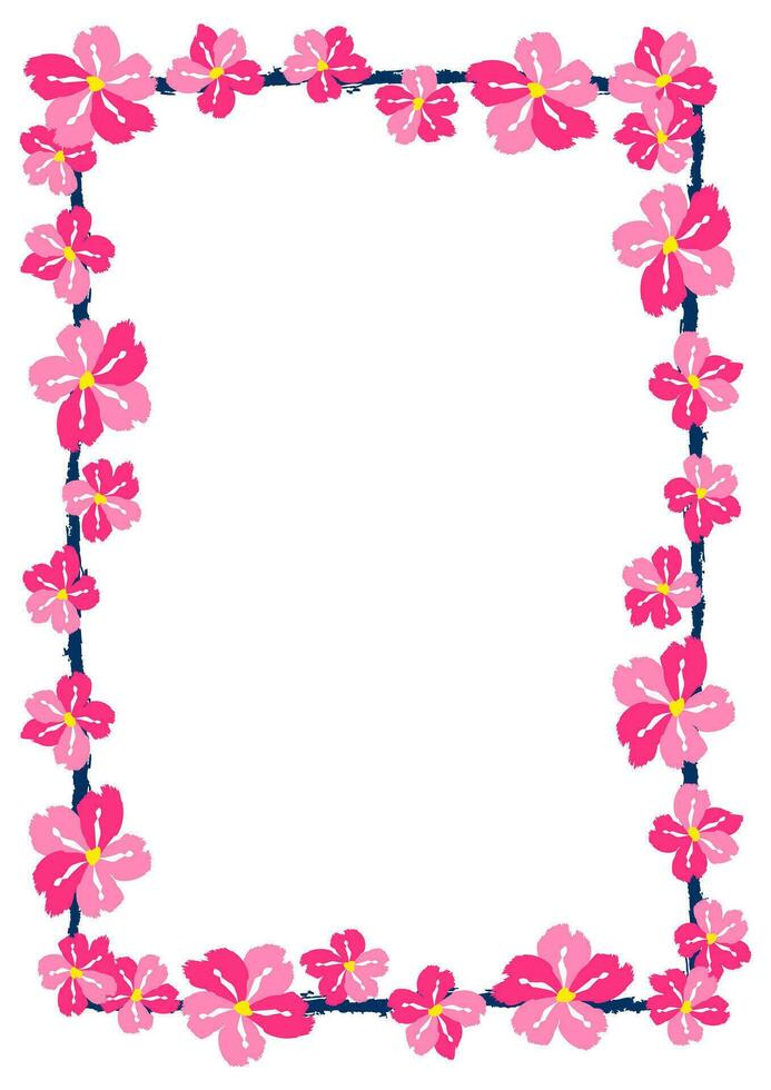 Flower frame border size a4, format a4. Floral pattern. Cute floral background. Background with flower brush strokes vector