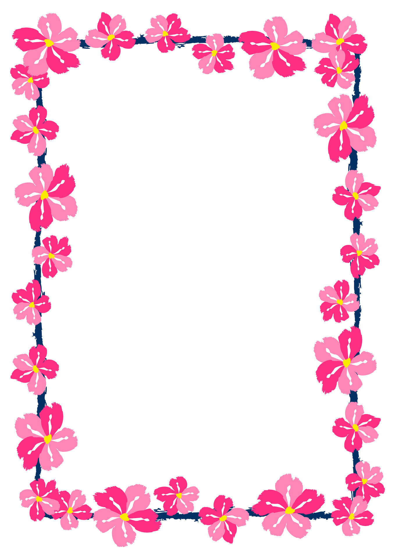 Flower frame border size a4, format a4. Floral pattern. Cute floral