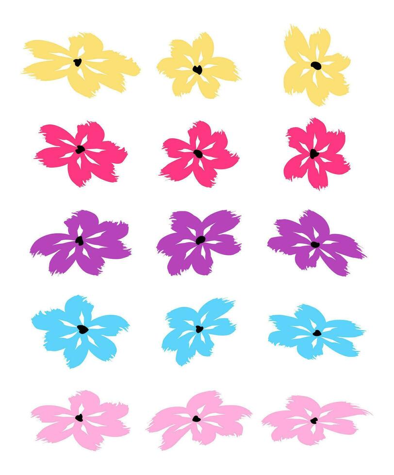 flor colocar, recopilación. floral modelo antecedentes. floral ramo de flores de cepillo golpes con cepillo textura. modelo para bebé, niños y niño vector