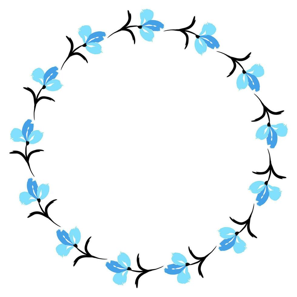 Flower wreath. Round flower wreath, pattern graphic design. Background with a bouquet of flowers in a circle vector