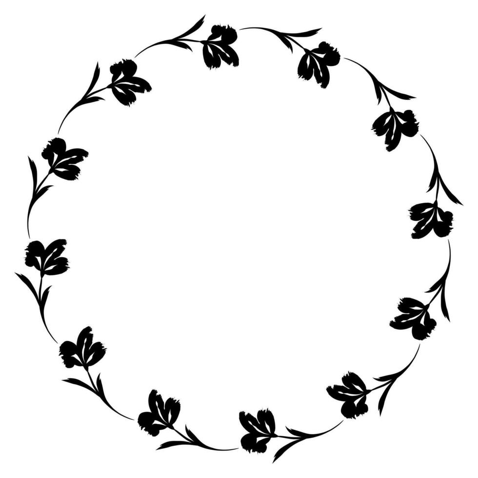 Flower wreath. Round flower wreath, pattern graphic design. Background with a bouquet of flowers in a circle vector