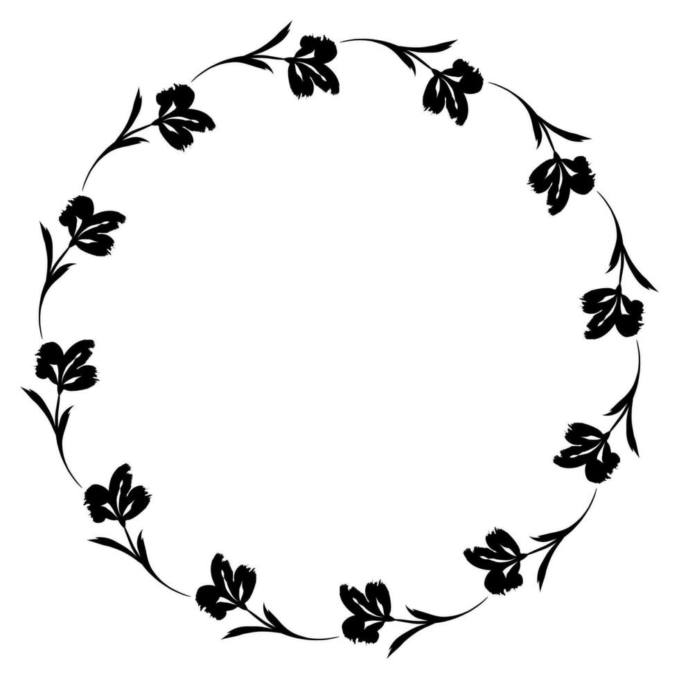 Flower wreath. Round flower wreath, pattern graphic design. Background with a bouquet of flowers in a circle vector