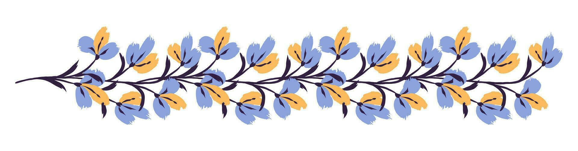 Floral border pattern. Background with bouquet flower branch brush strokes. Border frame made of flowers vector