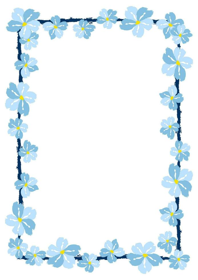 Flower frame border size a4, format a4. Floral pattern. Cute floral background. Background with flower brush strokes vector