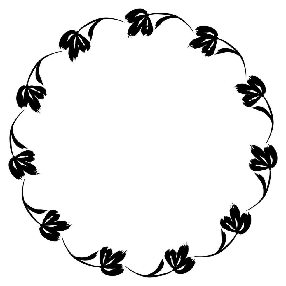 Flower wreath. Round flower wreath, pattern graphic design. Background with a bouquet of flowers in a circle vector