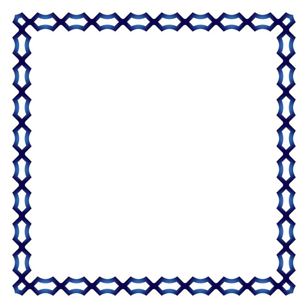 Border frame ceramic tile pattern. Islamic, indian, arabic motifs. Damask border square pattern. Porcelain ethnic bohemian background vector