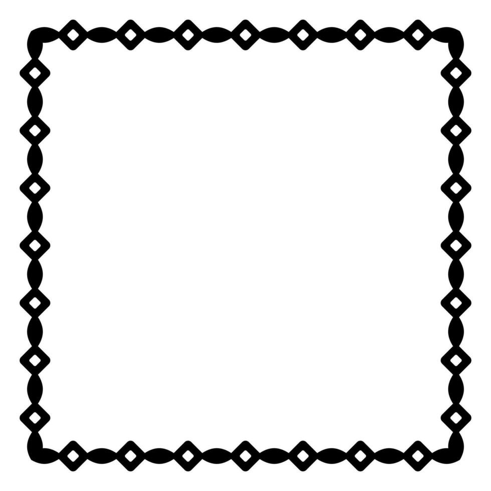 Border frame square pattern. Islamic, indian, greek motifs. Geometric frames in black color isolated on white background vector