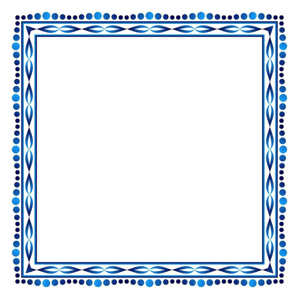 Border frame ceramic tile pattern. Islamic, indian, arabic motifs. Damask border square pattern. Porcelain ethnic bohemian background vector