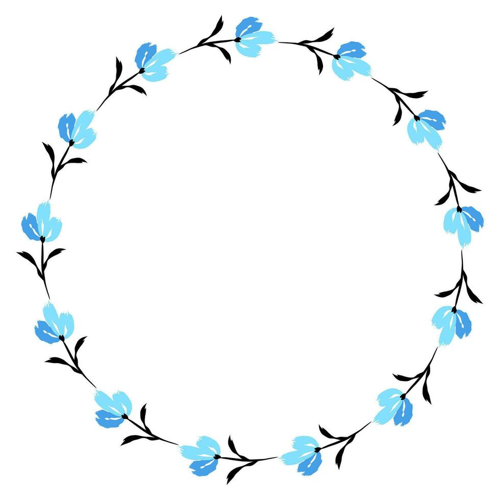 Flower wreath. Round flower wreath, pattern graphic design. Background with a bouquet of flowers in a circle vector