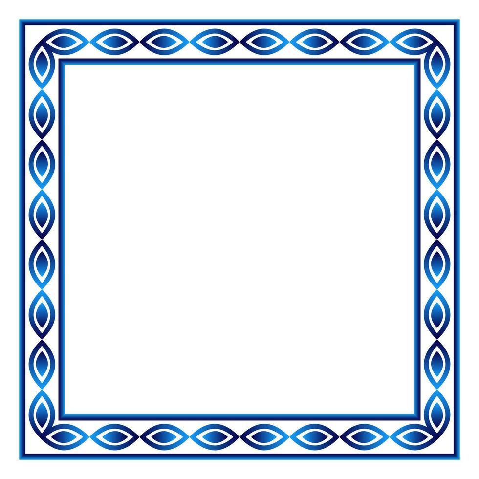 Border frame ceramic tile pattern. Islamic, indian, arabic motifs. Damask border square pattern. Porcelain ethnic bohemian background vector
