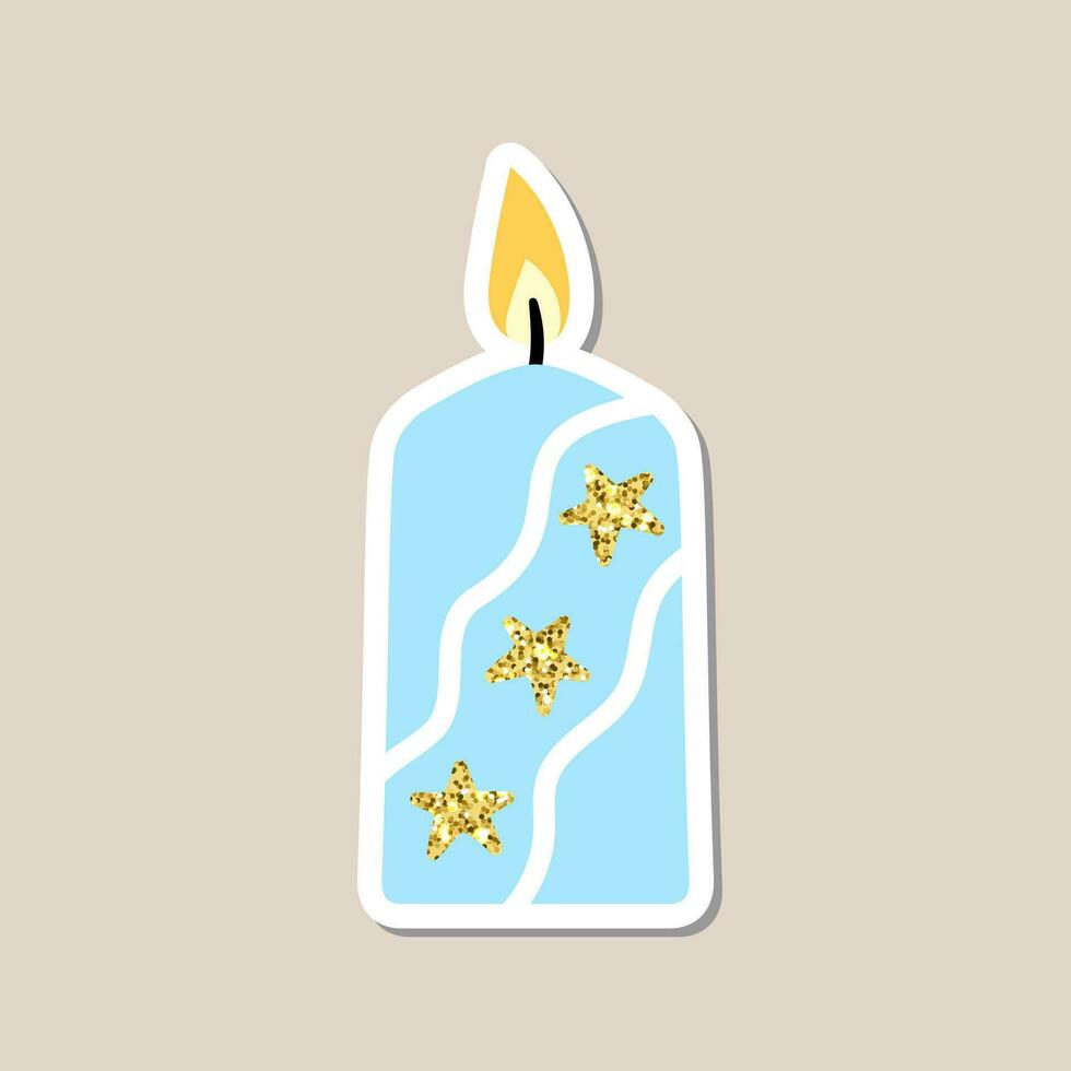 Christmas candle sticker. A festive sticker icon with a candle vector