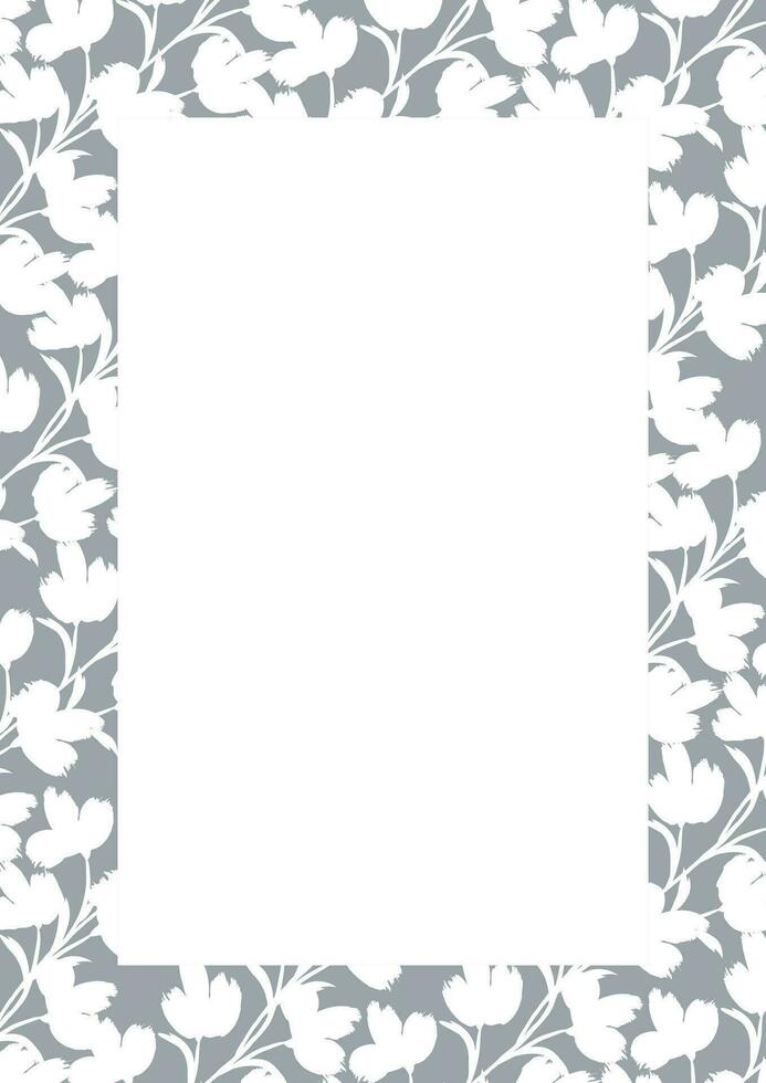 Flower frame border size a4, format a4. Floral pattern. Cute floral background. Background with flower brush strokes vector