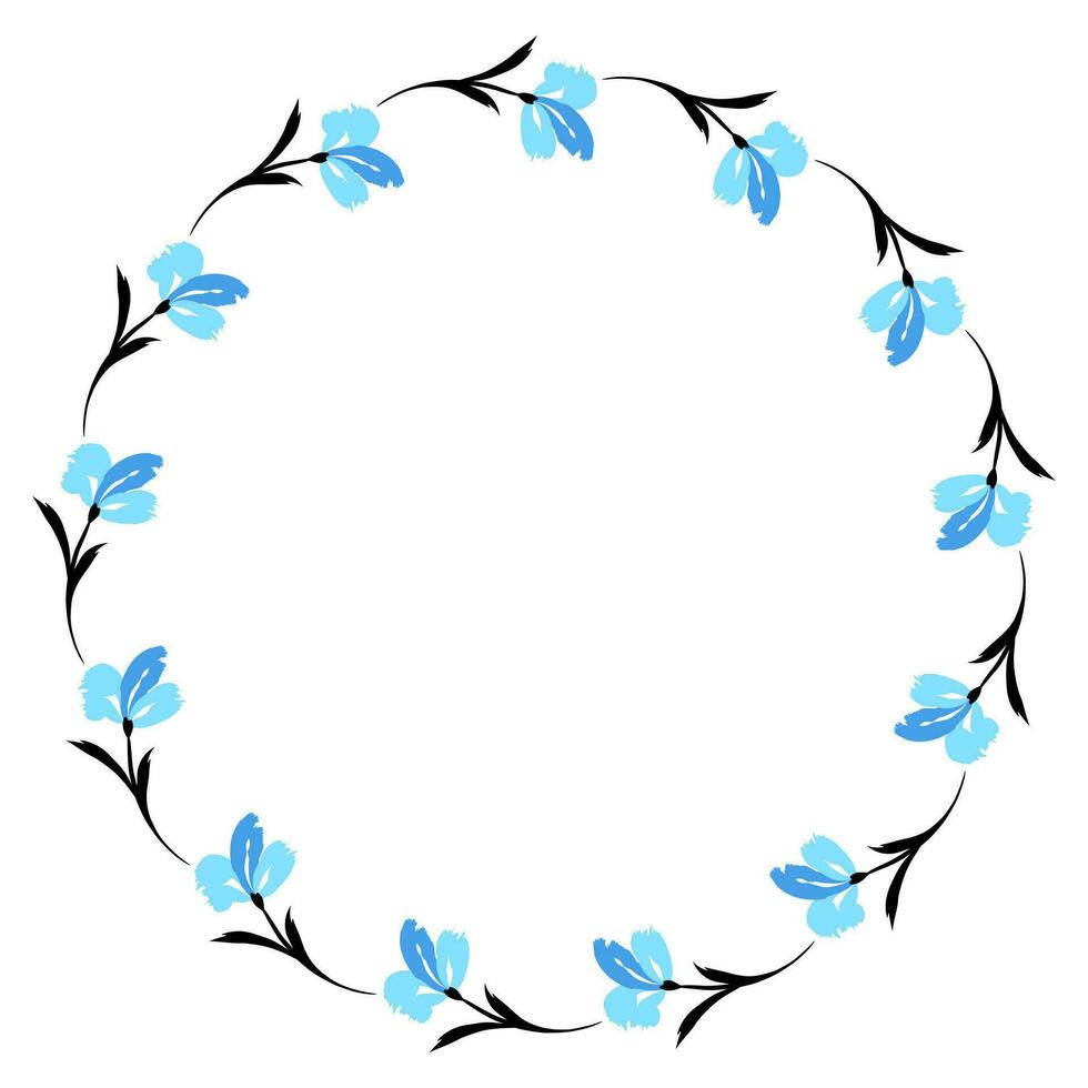 Flower wreath. Round flower wreath, pattern graphic design. Background with a bouquet of flowers in a circle vector