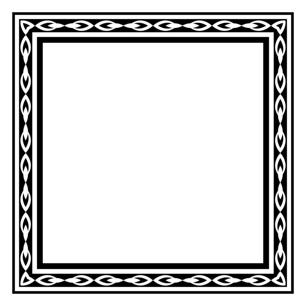 Border frame square pattern. Islamic, indian, greek motifs. Geometric frames in black color isolated on white background vector