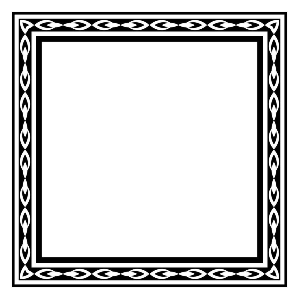 Border frame square pattern. Islamic, indian, greek motifs. Geometric frames in black color isolated on white background vector