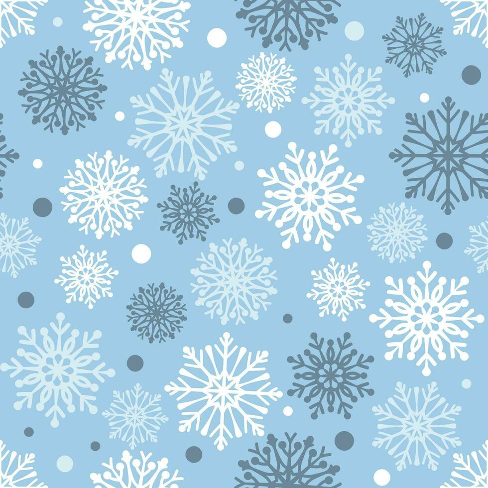 copo de nieve sin costura modelo. nieve modelo con copos de nieve. festivo Navidad y nuevo año antecedentes. invierno vector ilustración