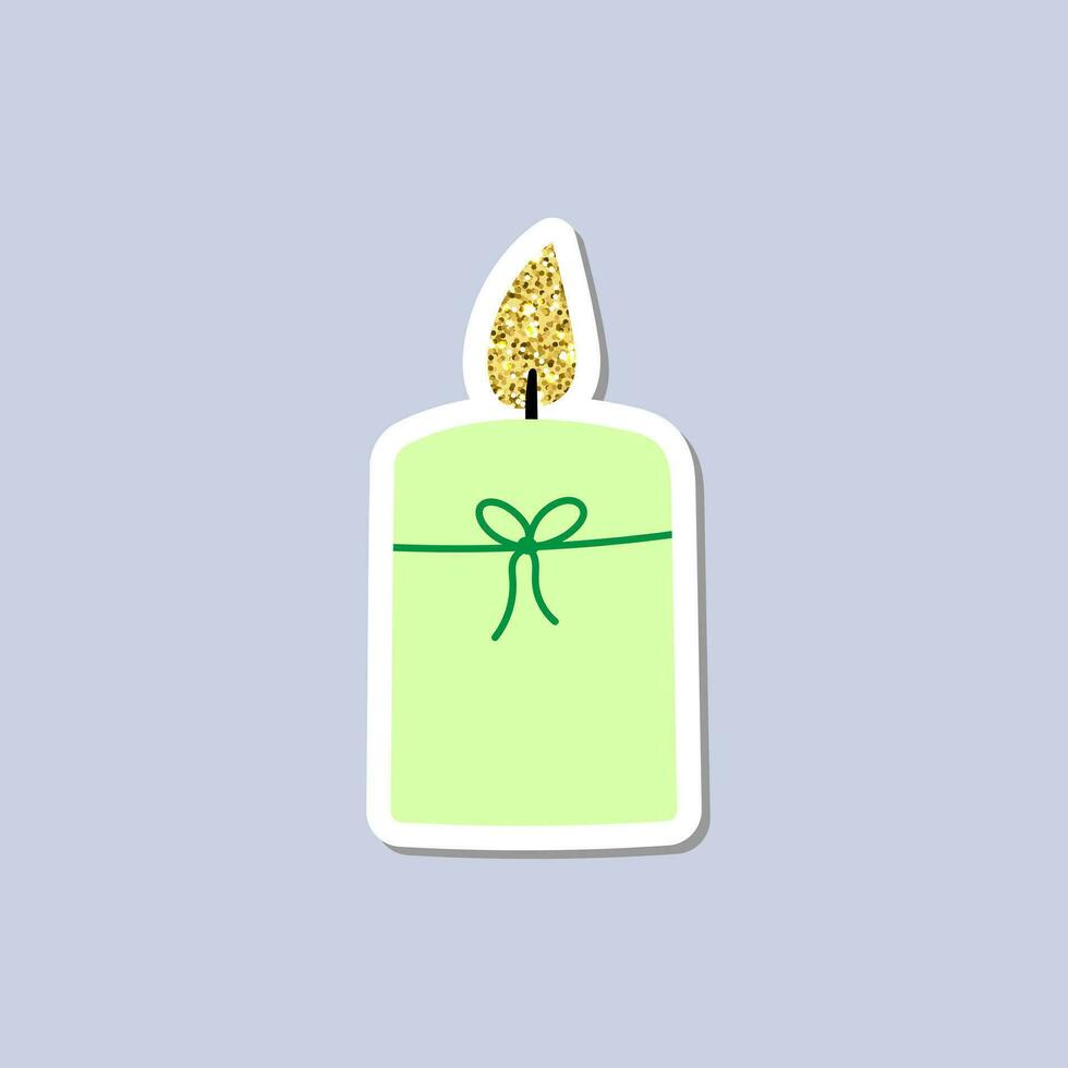 Christmas candle sticker. A festive sticker icon with a candle vector