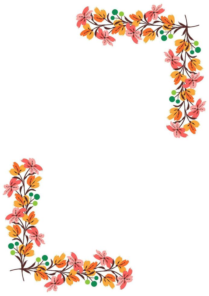 Flower frame border size a4, format a4. Floral pattern. Cute floral background. Background with flower brush strokes vector
