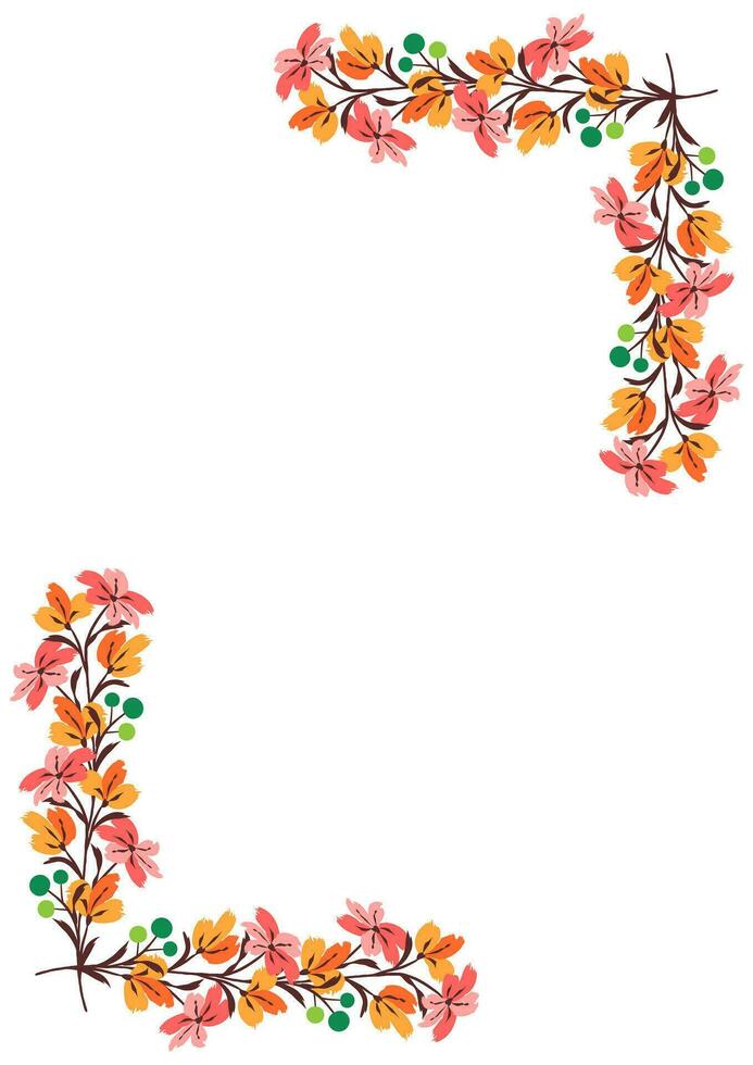 Flower frame border size a4, format a4. Floral pattern. Cute floral background. Background with flower brush strokes vector