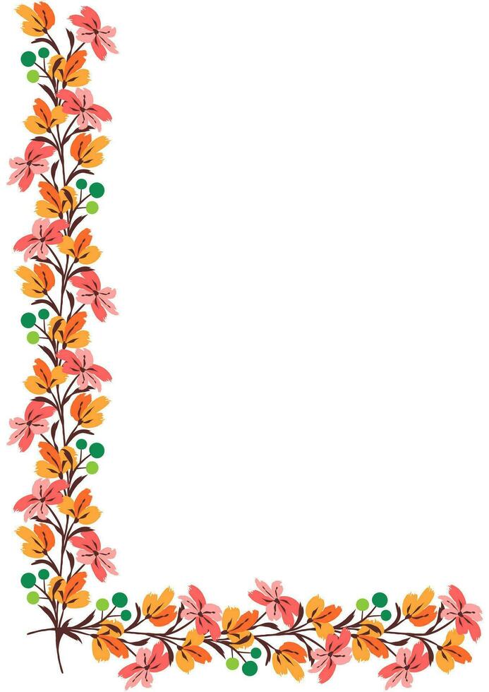 flor marco frontera Talla a4, formato a4. floral modelo. linda floral antecedentes. antecedentes con flor cepillo golpes vector