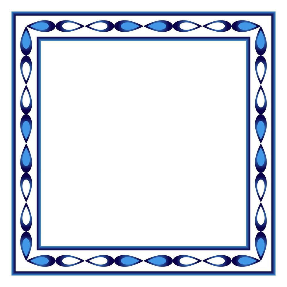 Border frame ceramic tile pattern. Islamic, indian, arabic motifs. Damask border square pattern. Porcelain ethnic bohemian background vector