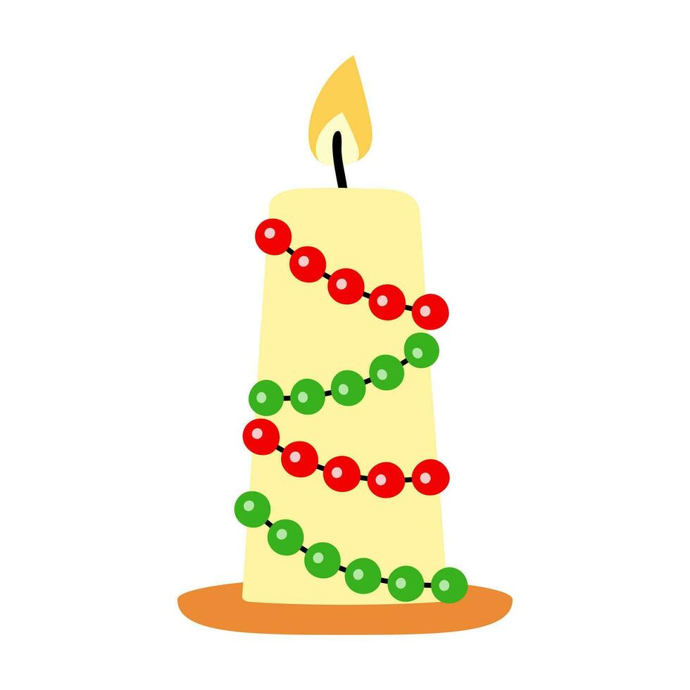 Christmas candle icon. Festive candle vector