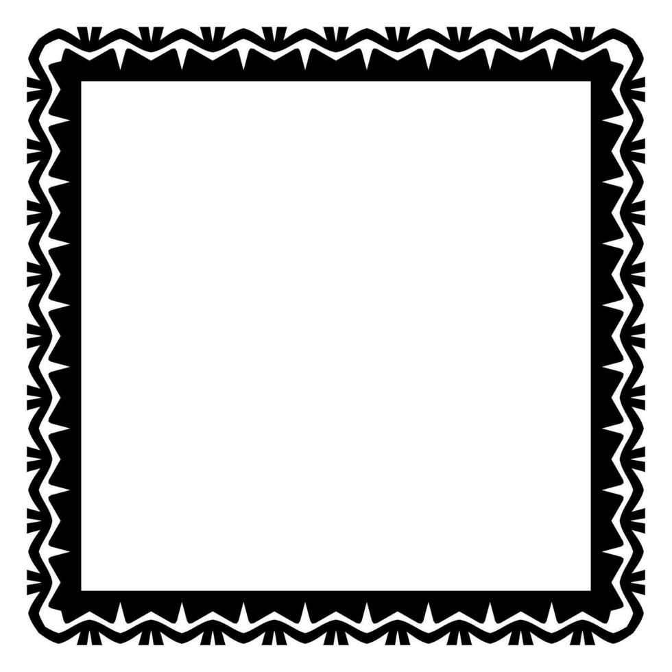 Border frame square pattern. Islamic, indian, greek motifs. Geometric frames in black color isolated on white background vector