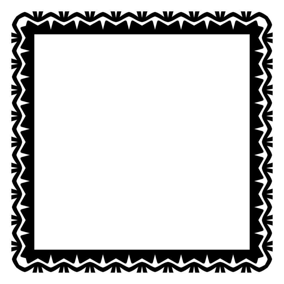 Border frame square pattern. Islamic, indian, greek motifs. Geometric frames in black color isolated on white background vector