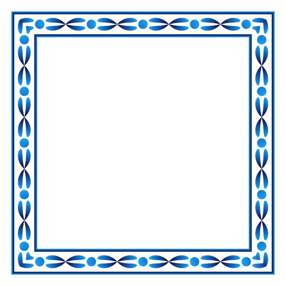 Border frame ceramic tile pattern. Islamic, indian, arabic motifs. Damask border square pattern. Porcelain ethnic bohemian background vector