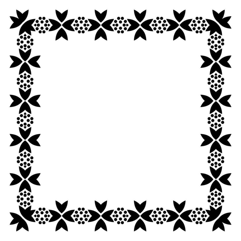 Border frame square pattern. Islamic, indian, greek motifs. Geometric frames in black color isolated on white background vector