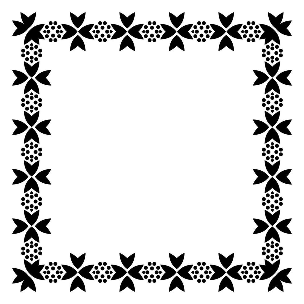 Border frame square pattern. Islamic, indian, greek motifs. Geometric frames in black color isolated on white background vector