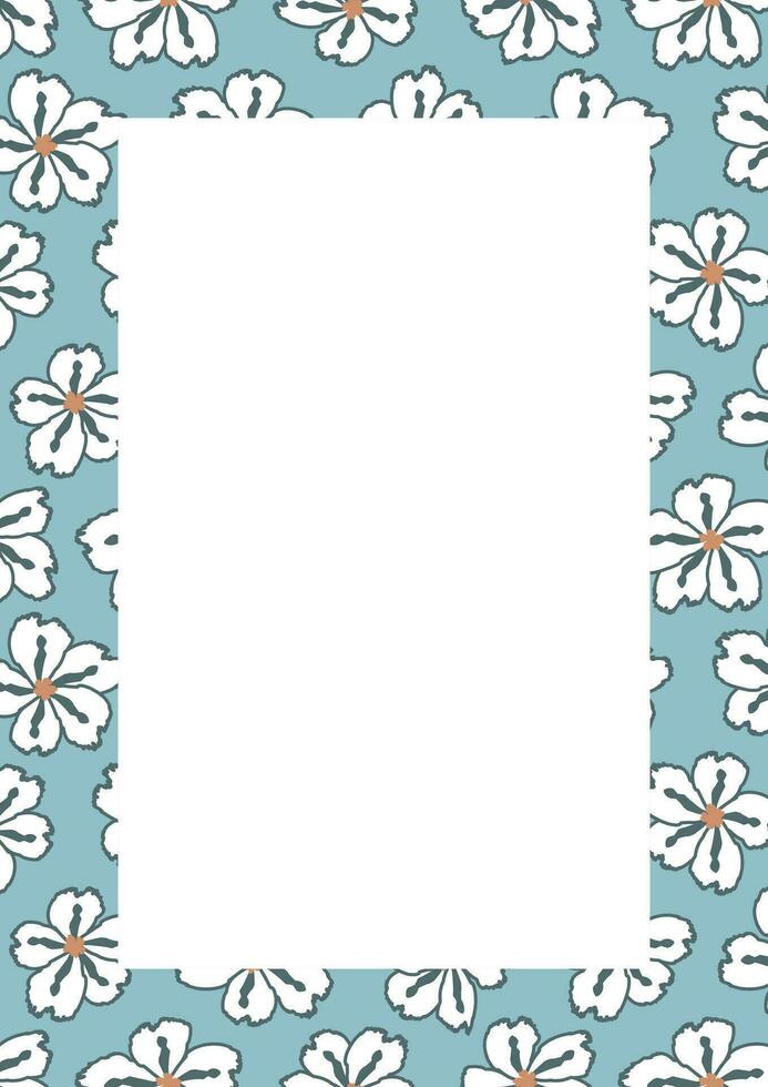 Flower frame border size a4, format a4. Floral pattern. Cute floral background. Background with flower brush strokes vector