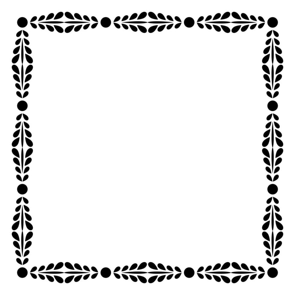 Border frame square pattern. Islamic, indian, greek motifs. Geometric frames in black color isolated on white background vector