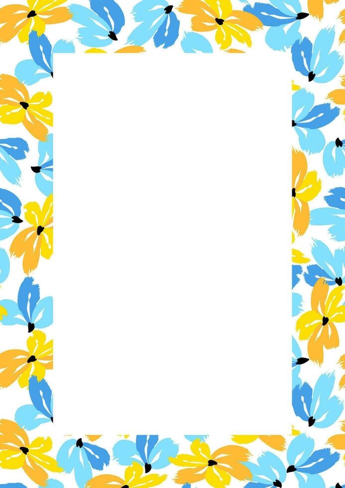 Flower frame border size a4, format a4. Floral pattern. Cute floral background. Background with flower brush strokes vector