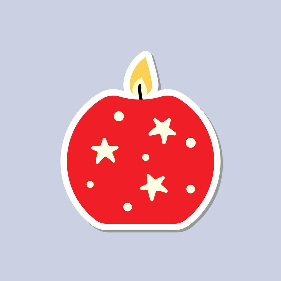 Christmas candle sticker. A festive sticker icon with a candle vector